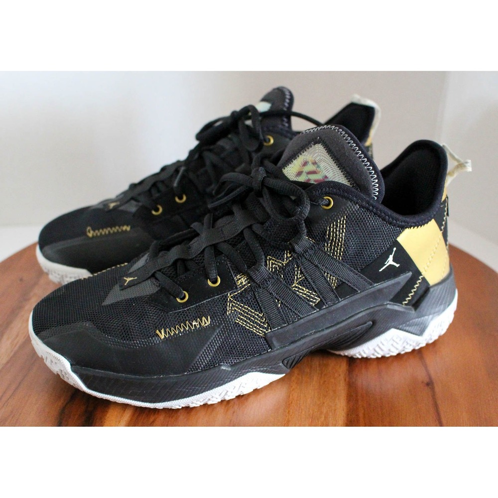 Nike Air Jordan Shoes Mens 10.5 Black Gold Lace Up Sneaker CW2457-007 One Take 2